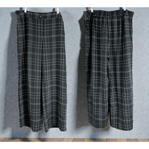 June Fit Size 18/20 Wide Leg Dress Pants Black Pink Check Tummy Control